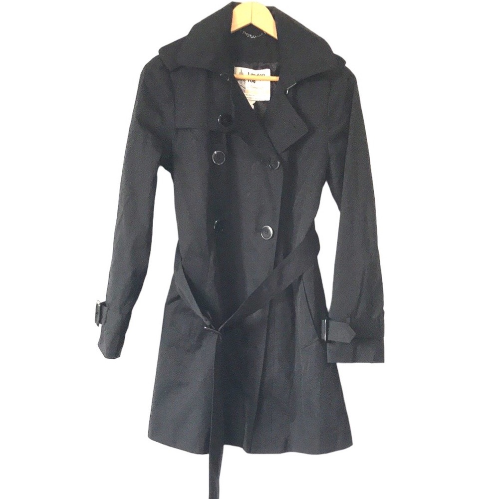 LONDON FOG womens Double Breasted Trench coat black size Large